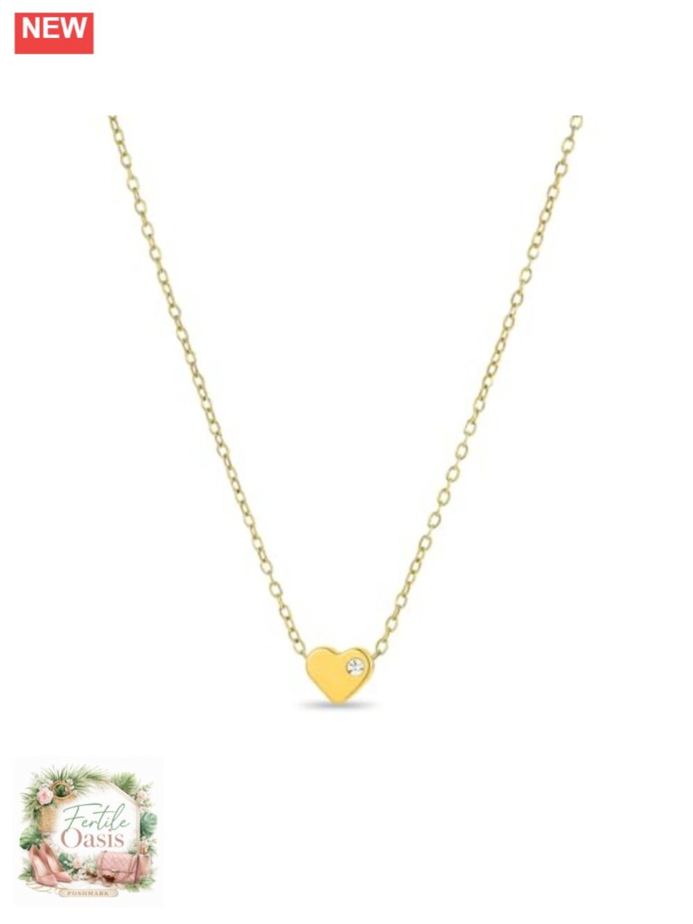 18K Gold Plated Cubic Zirconia Heart Pendant Necklace Dainty Layered Jewelry